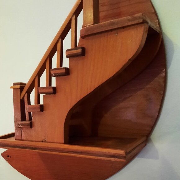 Vintage Whimsigoth Wooden Moon Staircase Shelf - Picture 4 of 8